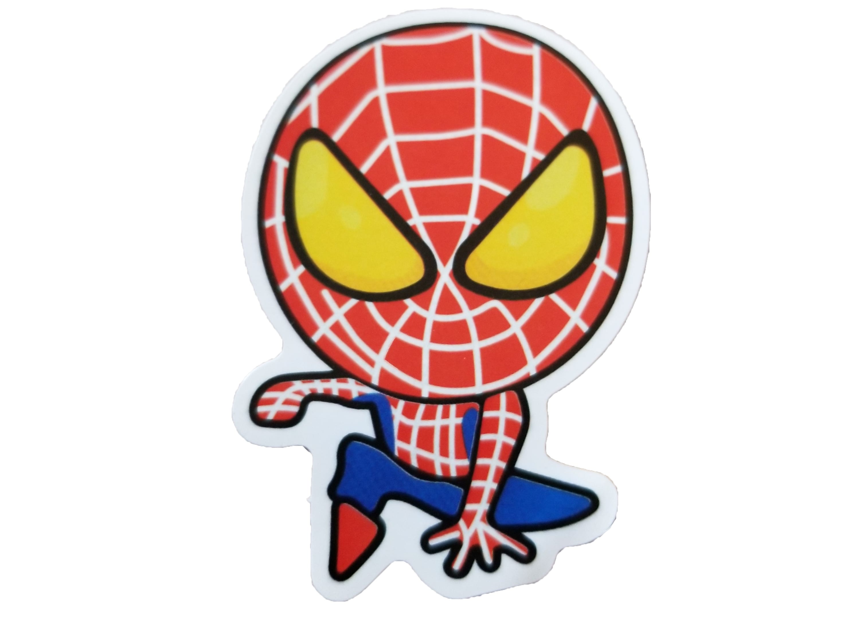 cartooney spiderman crouching down as if on top of something