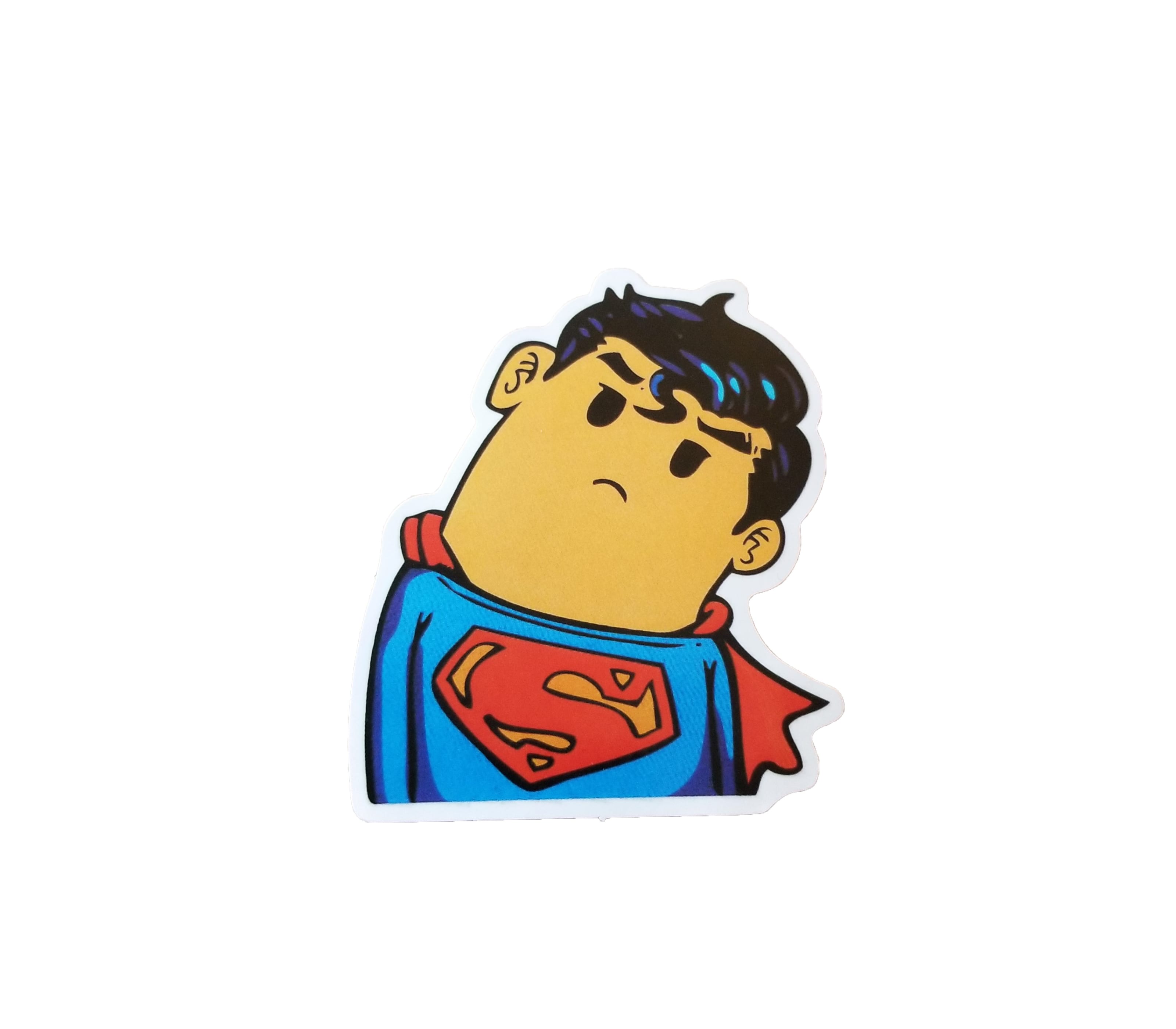 cute superman sticker looks like a cartooney version of the man of steel